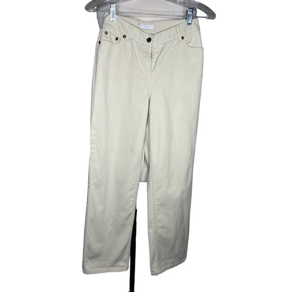 CHARTER CLUB LAURA FIT Full Length Women's Pants Size 2Petite Cream Jeans 5 Pock - Picture 1 of 5